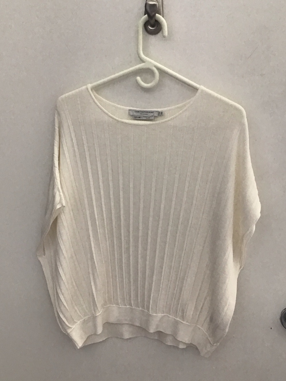 Simons Cream Ribbed Scoop-Neck Sweater